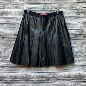 Catherine Maladrino Blk Faux Leather Pleated Skirt